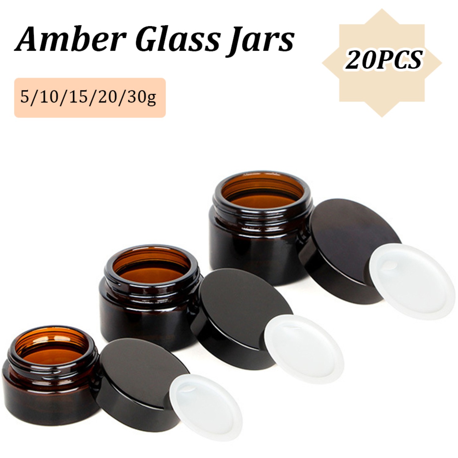 Candle Making Jars With Lids - 20 SZTUK małych bursztynowych szklanych słoików